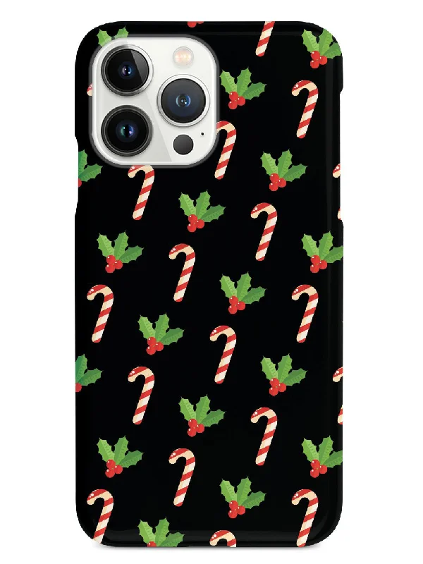 Christmas Candy Cane Pattern - Black Case