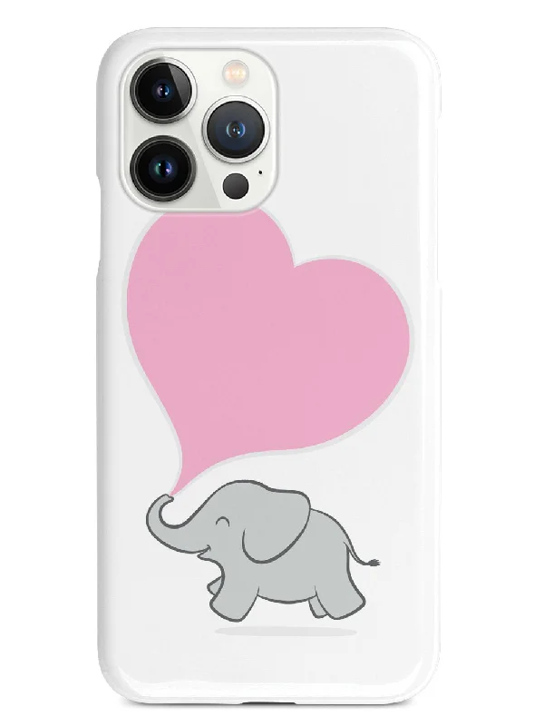 Cute Elephant - Pink Heart - White Case