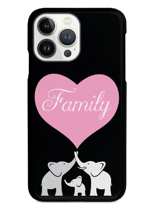 Elephant Family Heart - Black Case