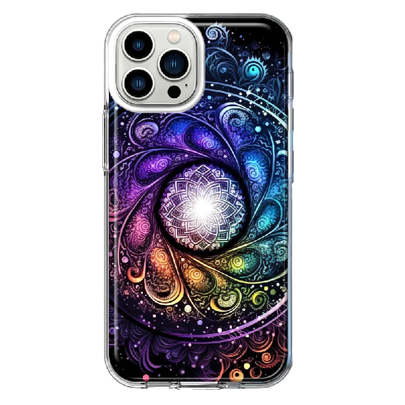 For Apple iPhone 11 Pro Mandala Geometry Abstract Galaxy Pattern Design Hybrid Protective Phone Case Cover