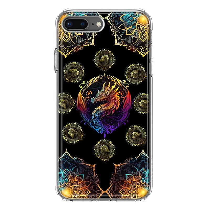 For Apple iPhone 7/8 Plus Mandala Geometry Abstract Dragon Pattern Design Hybrid Protective Phone Case Cover