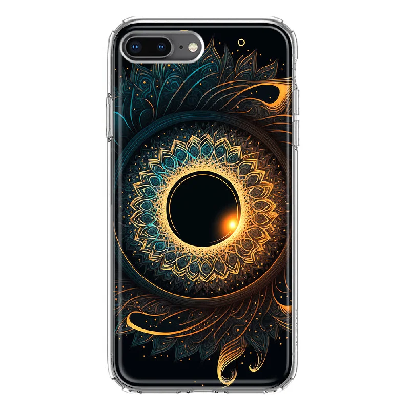 For Apple iPhone 7/8 Plus Mandala Geometry Abstract Eclipse Pattern Design Hybrid Protective Phone Case Cover