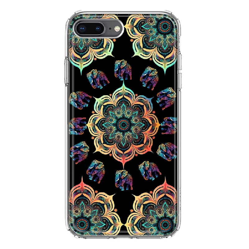 For Apple iPhone 7/8 Plus Mandala Geometry Abstract Elephant Pattern Design Hybrid Protective Phone Case Cover