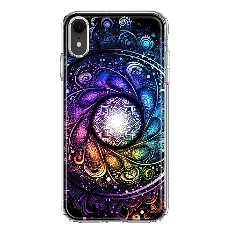 For Apple iPhone XR Mandala Geometry Abstract Galaxy Pattern Design Hybrid Protective Phone Case Cover