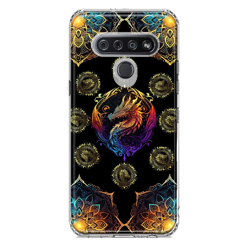 For LG K51 Mandala Geometry Abstract Dragon Pattern Design Hybrid Protective Phone Case Cover