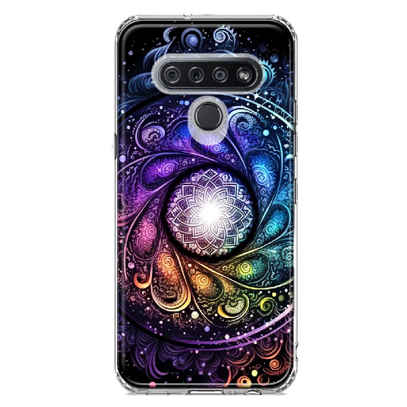 For LG Stylo 6 Mandala Geometry Abstract Galaxy Pattern Design Hybrid Protective Phone Case Cover