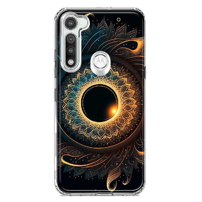 For Motorola Moto G Fast Mandala Geometry Abstract Eclipse Pattern Design Hybrid Protective Phone Case Cover