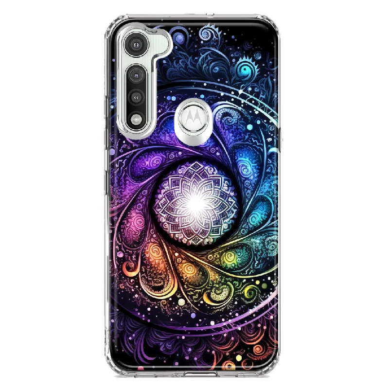 For Motorola Moto G Fast Mandala Geometry Abstract Galaxy Pattern Design Hybrid Protective Phone Case Cover