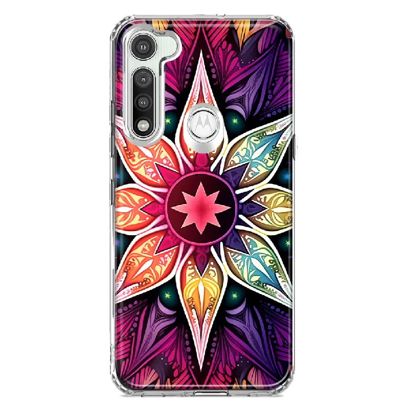 For Motorola Moto G Fast Mandala Geometry Abstract Star Pattern Design Hybrid Protective Phone Case Cover