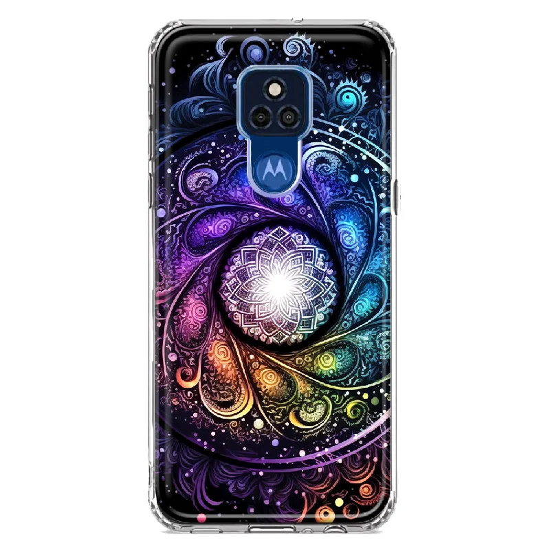 For Motorola Moto G Play 2021 Mandala Geometry Abstract Galaxy Pattern Design Hybrid Protective Phone Case Cover