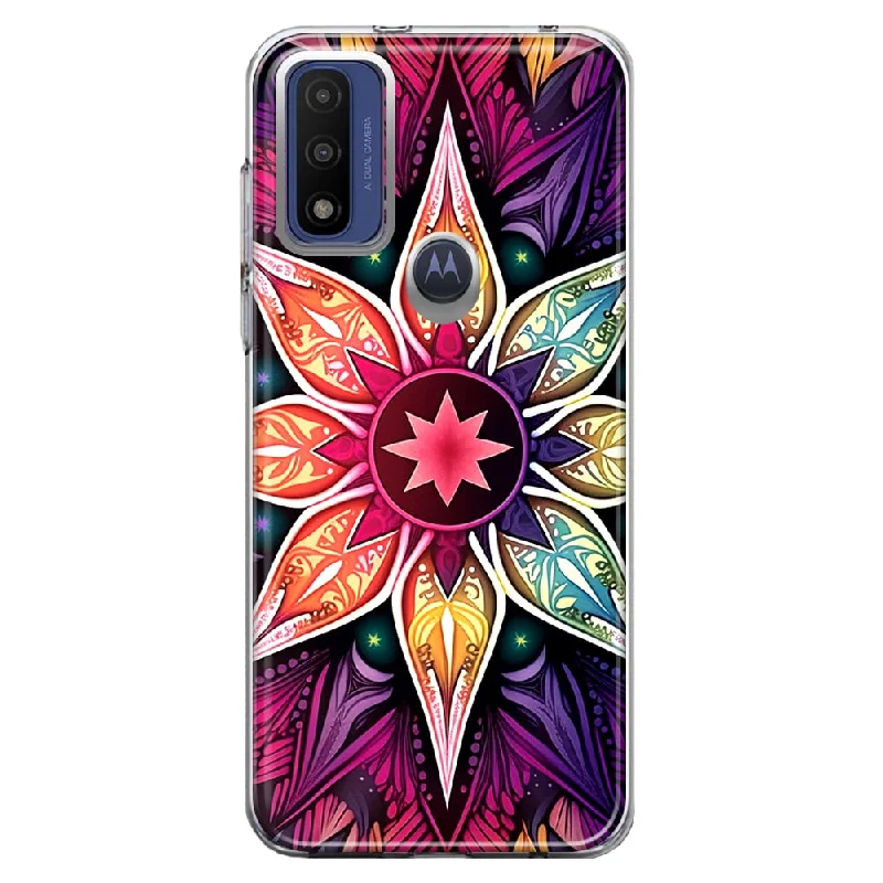 For Motorola Moto G Play 2023 Mandala Geometry Abstract Star Pattern Design Hybrid Protective Phone Case Cover