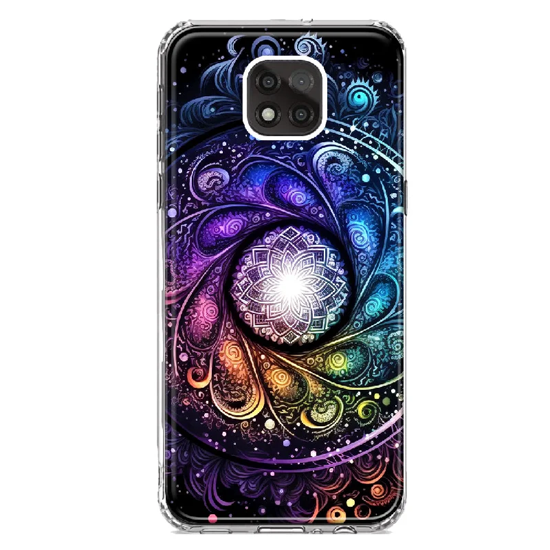 For Motorola Moto G Power 2021 Mandala Geometry Abstract Galaxy Pattern Design Hybrid Protective Phone Case Cover