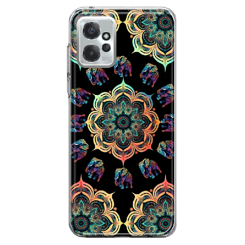 For Motorola Moto G Power 5G 2023 Mandala Geometry Abstract Elephant Pattern Design Hybrid Protective Phone Case Cover