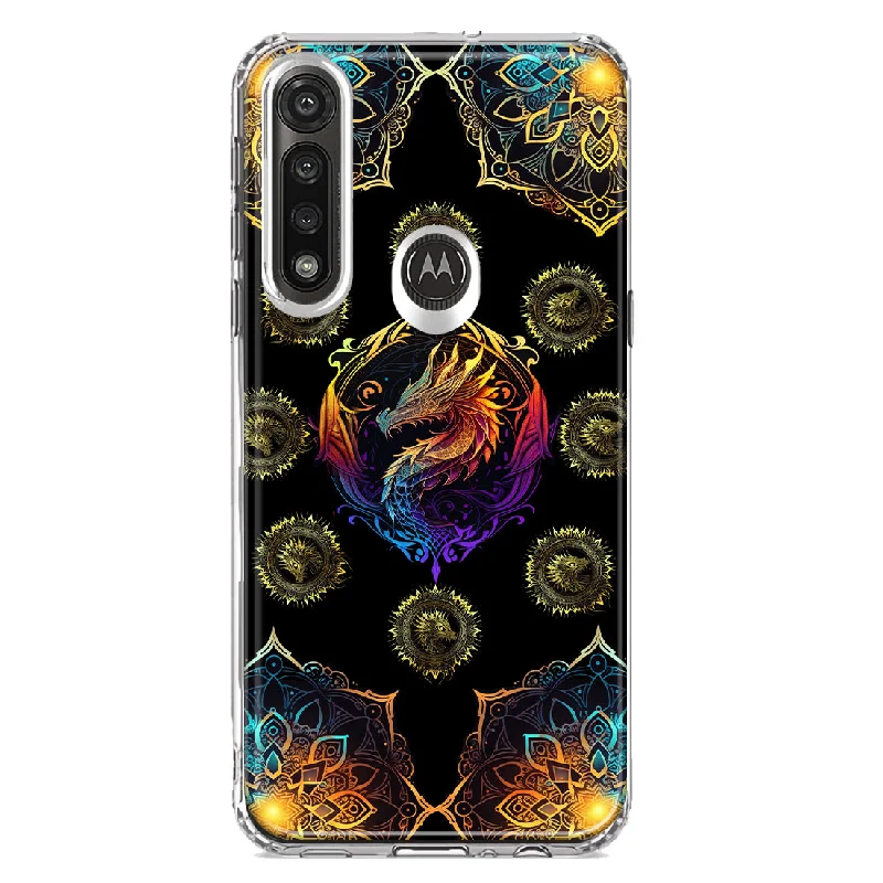 For Motorola Moto G Power Mandala Geometry Abstract Dragon Pattern Design Hybrid Protective Phone Case Cover