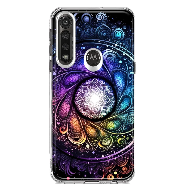 For Motorola Moto G Power Mandala Geometry Abstract Galaxy Pattern Design Hybrid Protective Phone Case Cover