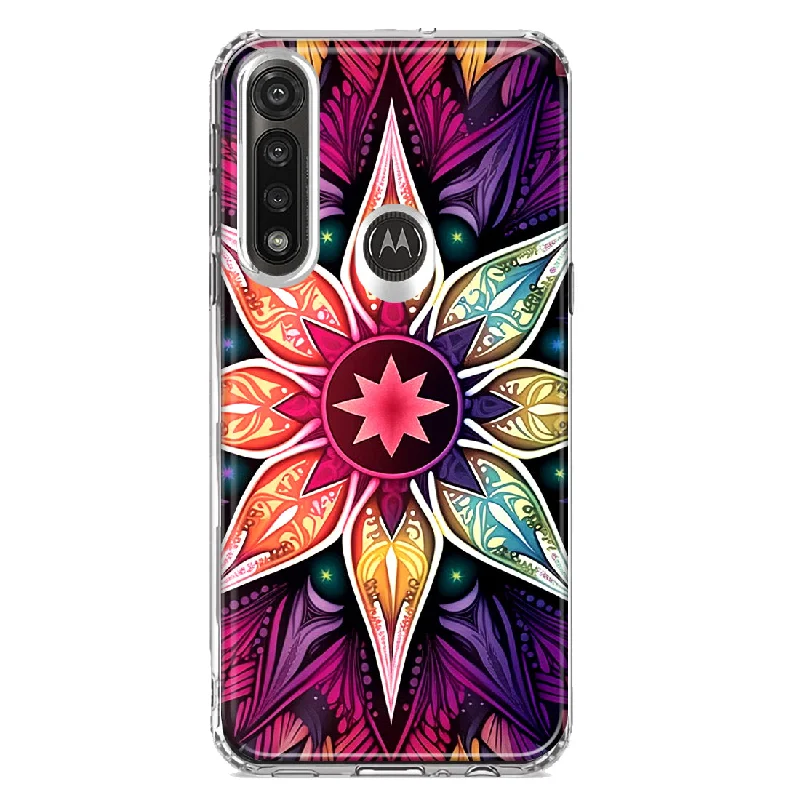 For Motorola Moto G Power Mandala Geometry Abstract Star Pattern Design Hybrid Protective Phone Case Cover