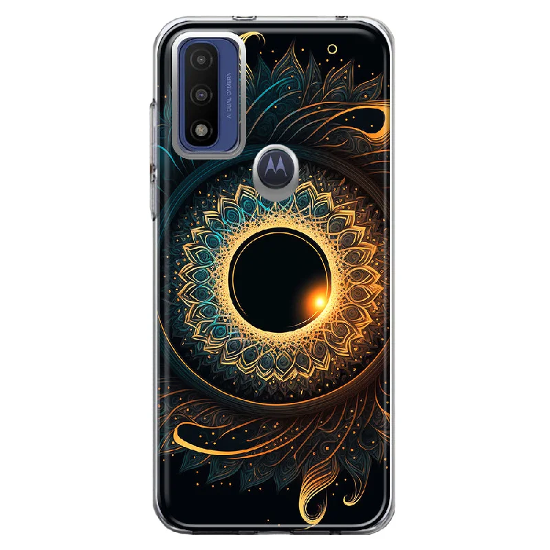 For Motorola Moto G Pure G Power 2022 G Play 2023 Mandala Geometry Abstract Eclipse Pattern Design Hybrid Protective Phone Case Cover