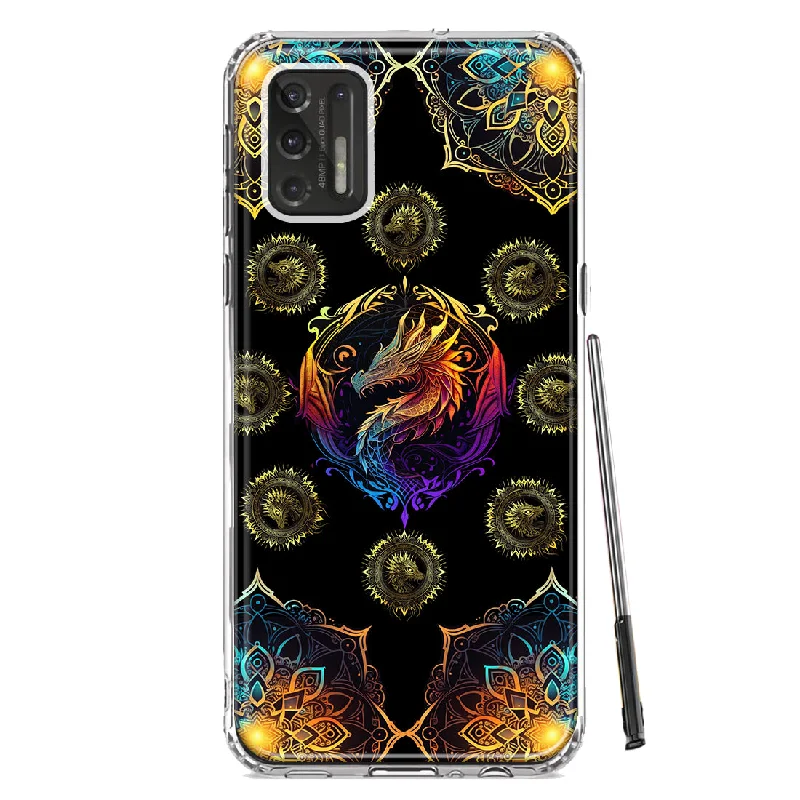 For Motorola Moto G Stylus 2021 Mandala Geometry Abstract Dragon Pattern Design Hybrid Protective Phone Case Cover