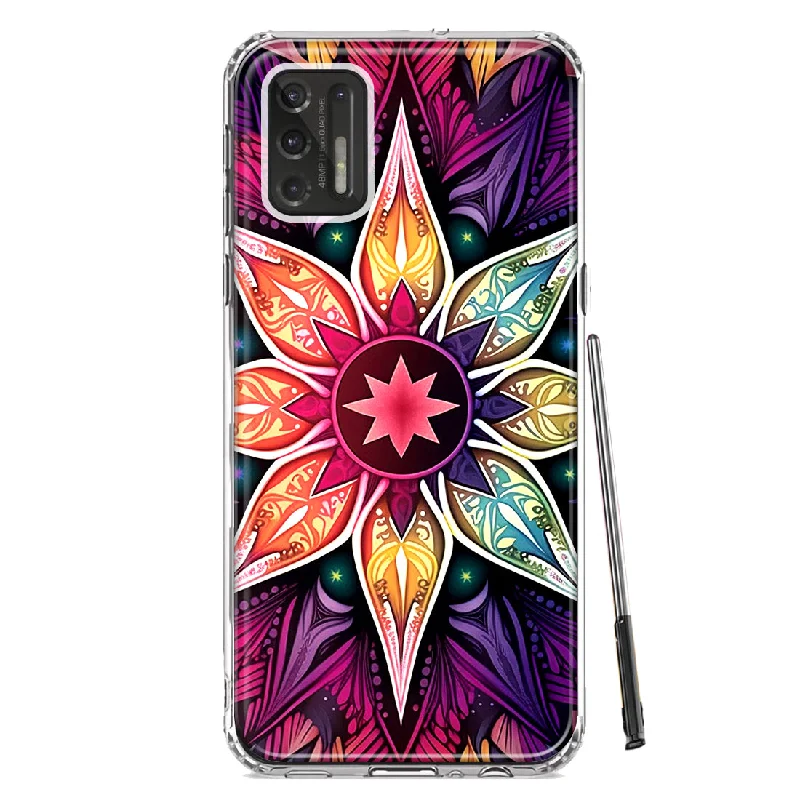 For Motorola Moto G Stylus 2021 Mandala Geometry Abstract Star Pattern Design Hybrid Protective Phone Case Cover