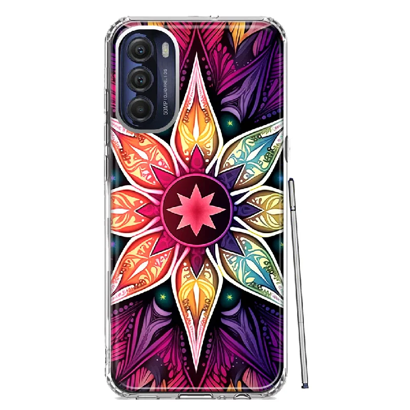 For Motorola Moto G Stylus 4G 2022 Mandala Geometry Abstract Star Pattern Design Hybrid Protective Phone Case Cover