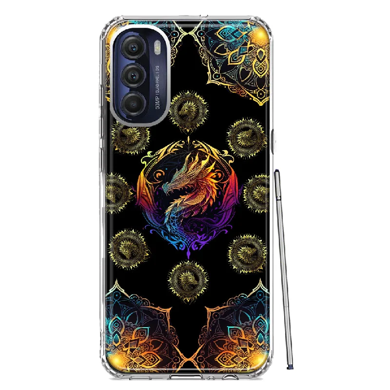 For Motorola Moto G Stylus 5G 2022 Mandala Geometry Abstract Dragon Pattern Design Hybrid Protective Phone Case Cover