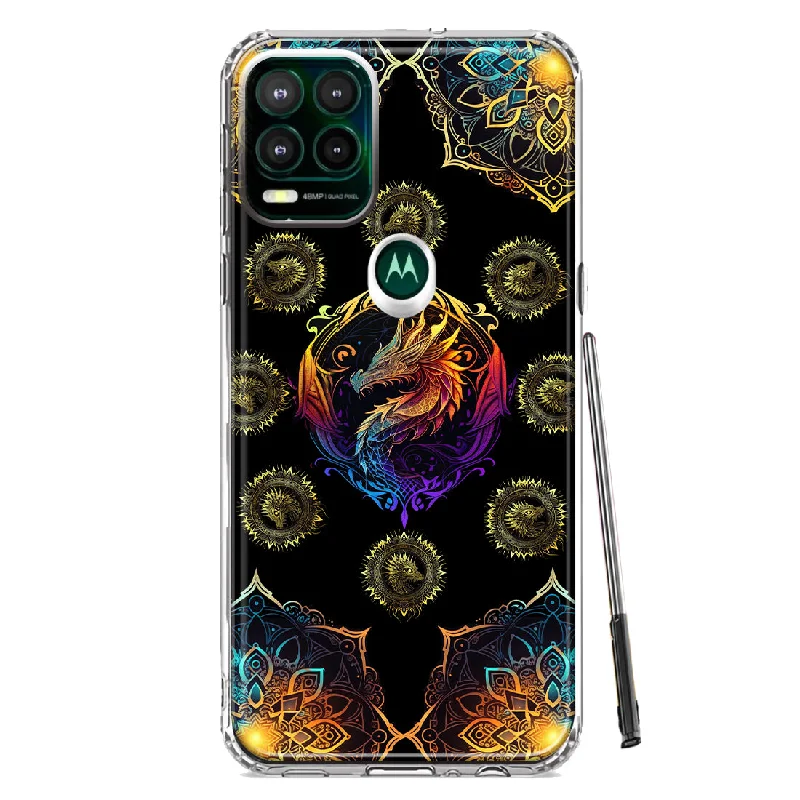 For Motorola Moto G Stylus 5G Mandala Geometry Abstract Dragon Pattern Design Hybrid Protective Phone Case Cover