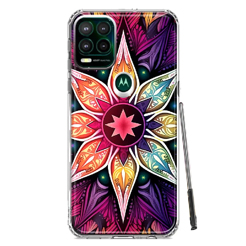 For Motorola Moto G Stylus 5G Mandala Geometry Abstract Star Pattern Design Hybrid Protective Phone Case Cover