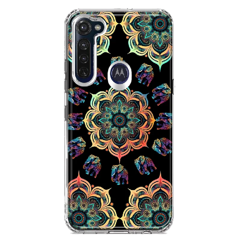 For Motorola Moto G Stylus Mandala Geometry Abstract Elephant Pattern Design Hybrid Protective Phone Case Cover