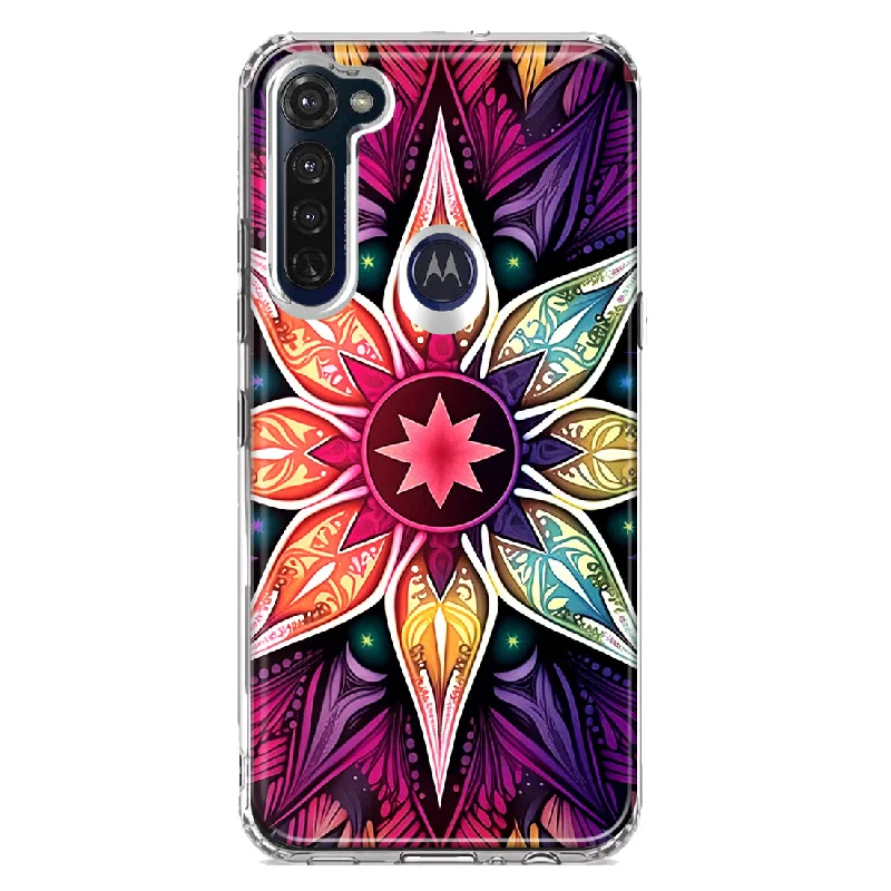 For Motorola Moto G Stylus Mandala Geometry Abstract Star Pattern Design Hybrid Protective Phone Case Cover