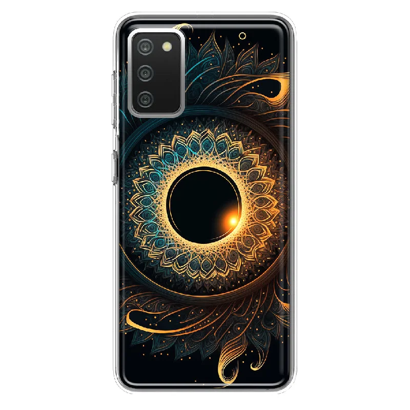 For Samsung Galaxy A02S Mandala Geometry Abstract Eclipse Pattern Design Hybrid Protective Phone Case Cover