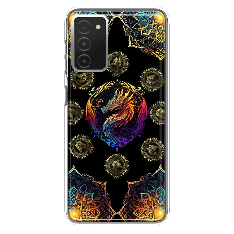 For Samsung Galaxy A03S Mandala Geometry Abstract Dragon Pattern Design Hybrid Protective Phone Case Cover