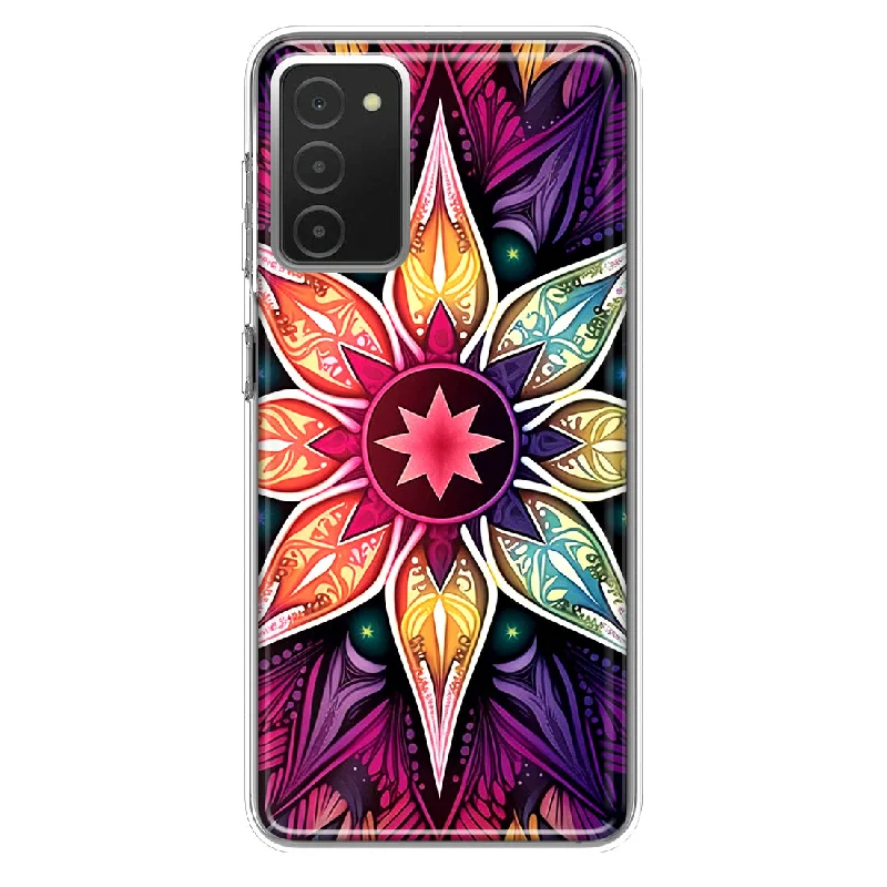 For Samsung Galaxy A03S Mandala Geometry Abstract Star Pattern Design Hybrid Protective Phone Case Cover