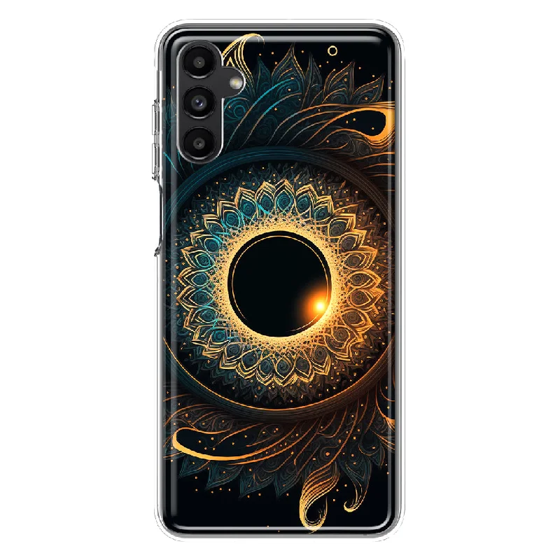 For Samsung Galaxy A13 Mandala Geometry Abstract Eclipse Pattern Design Hybrid Protective Phone Case Cover