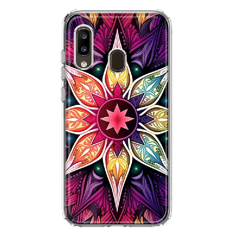 For Samsung Galaxy A20 Mandala Geometry Abstract Star Pattern Design Hybrid Protective Phone Case Cover