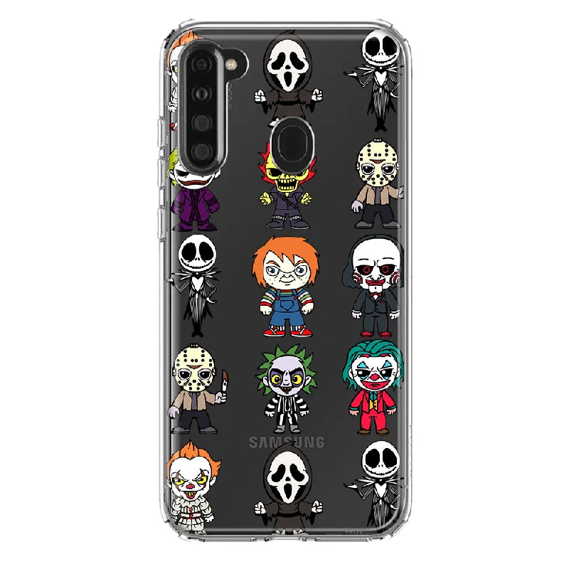 For Samsung Galaxy A21 Cute Classic Halloween Spooky Cartoon Characters Design Hybrid Protective Phone Case Cover