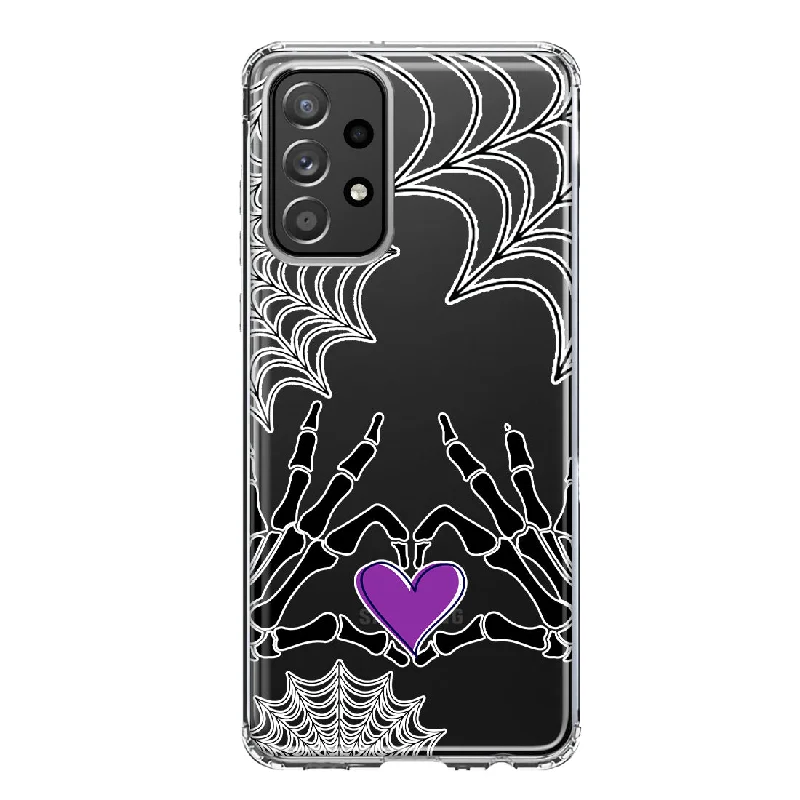 For Samsung Galaxy A31 Halloween Skeleton Heart Hands Spooky Spider Web Design Hybrid Protective Phone Case Cover