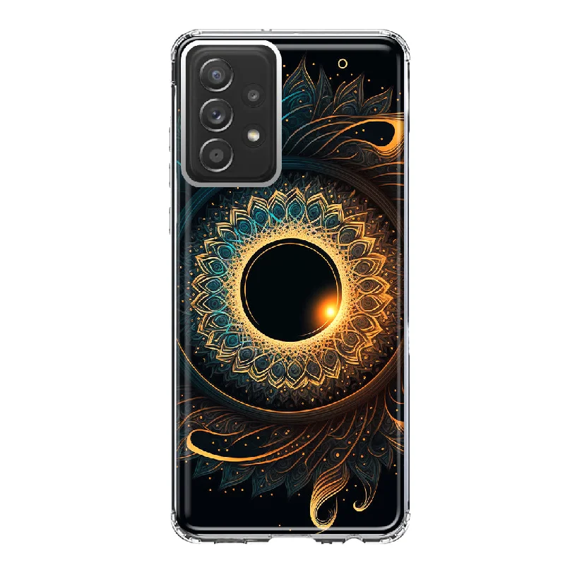 For Samsung Galaxy A31 Mandala Geometry Abstract Eclipse Pattern Design Hybrid Protective Phone Case Cover