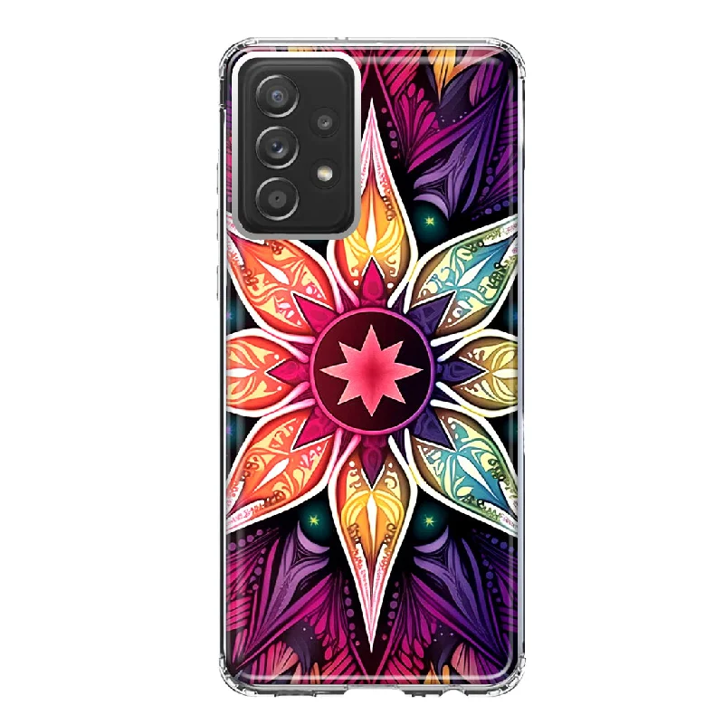 For Samsung Galaxy A31 Mandala Geometry Abstract Star Pattern Design Hybrid Protective Phone Case Cover