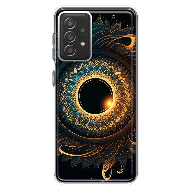 For Samsung Galaxy A72 Mandala Geometry Abstract Eclipse Pattern Design Hybrid Protective Phone Case Cover