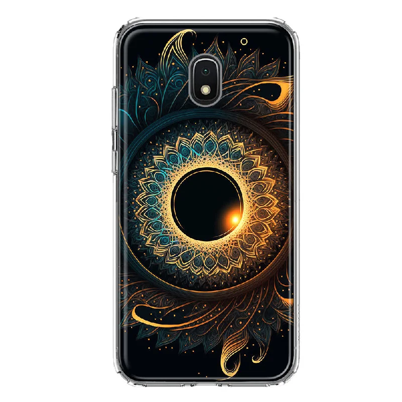 For Samsung Galaxy J3 Express/Prime 3/Amp Prime 3 Mandala Geometry Abstract Eclipse Pattern Design Hybrid Protective Phone Case Cover