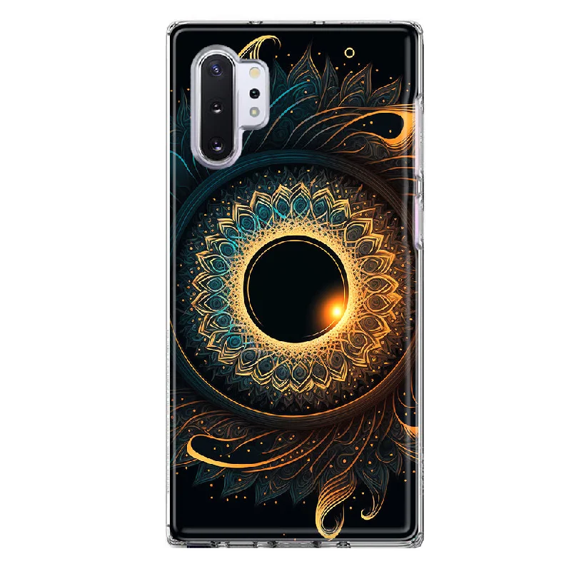 For Samsung Galaxy Note 10 Mandala Geometry Abstract Eclipse Pattern Design Hybrid Protective Phone Case Cover