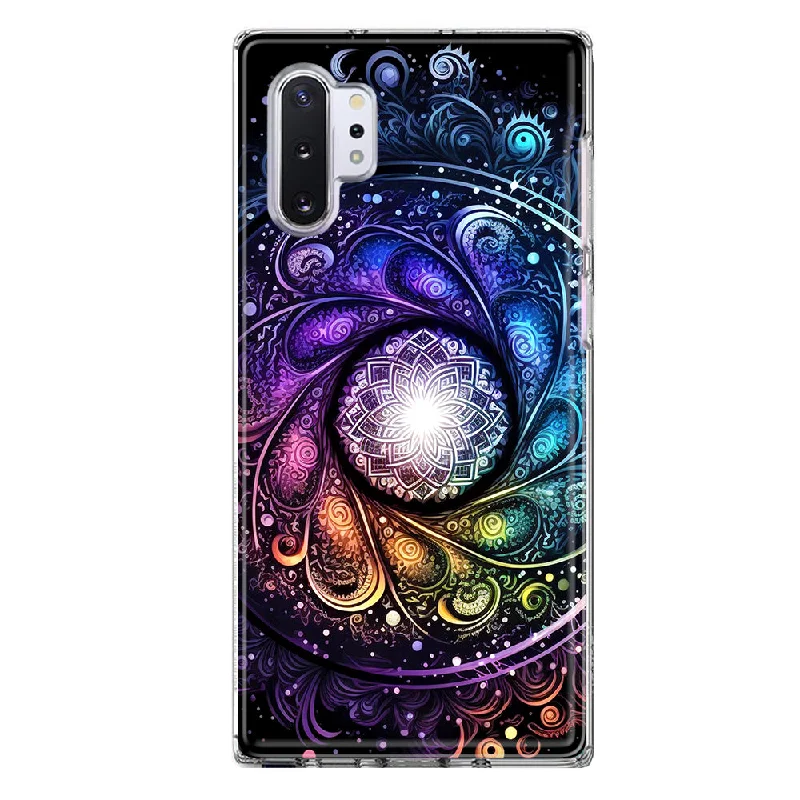 For Samsung Galaxy Note 10 Mandala Geometry Abstract Galaxy Pattern Design Hybrid Protective Phone Case Cover