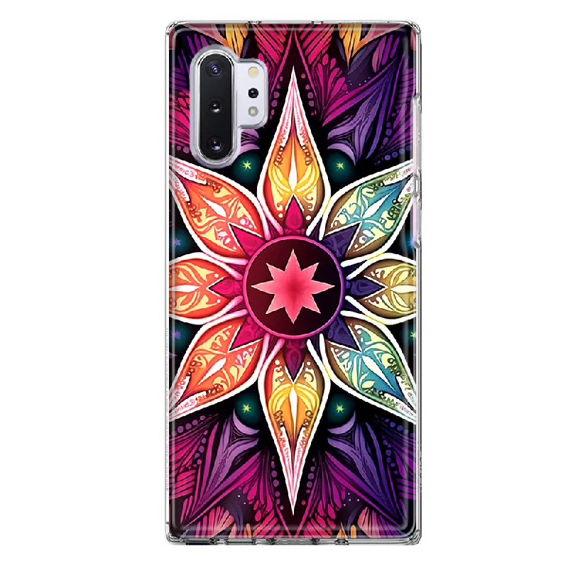 For Samsung Galaxy Note 10 Mandala Geometry Abstract Star Pattern Design Hybrid Protective Phone Case Cover