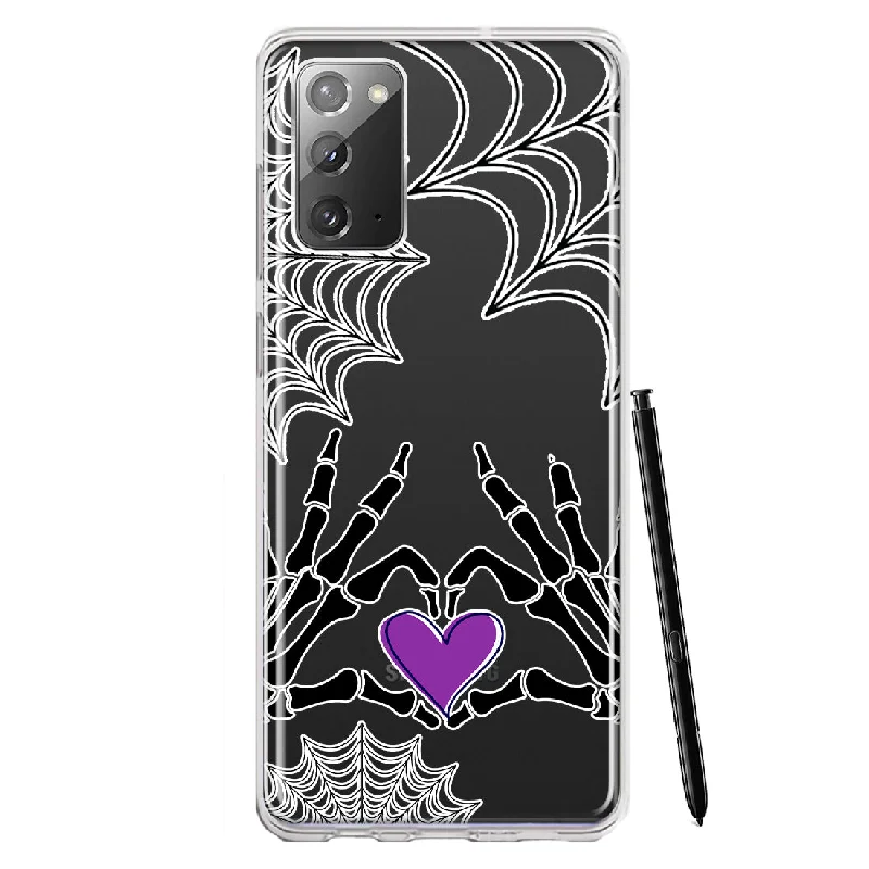 For Samsung Galaxy Note 20 Halloween Skeleton Heart Hands Spooky Spider Web Design Hybrid Protective Phone Case Cover