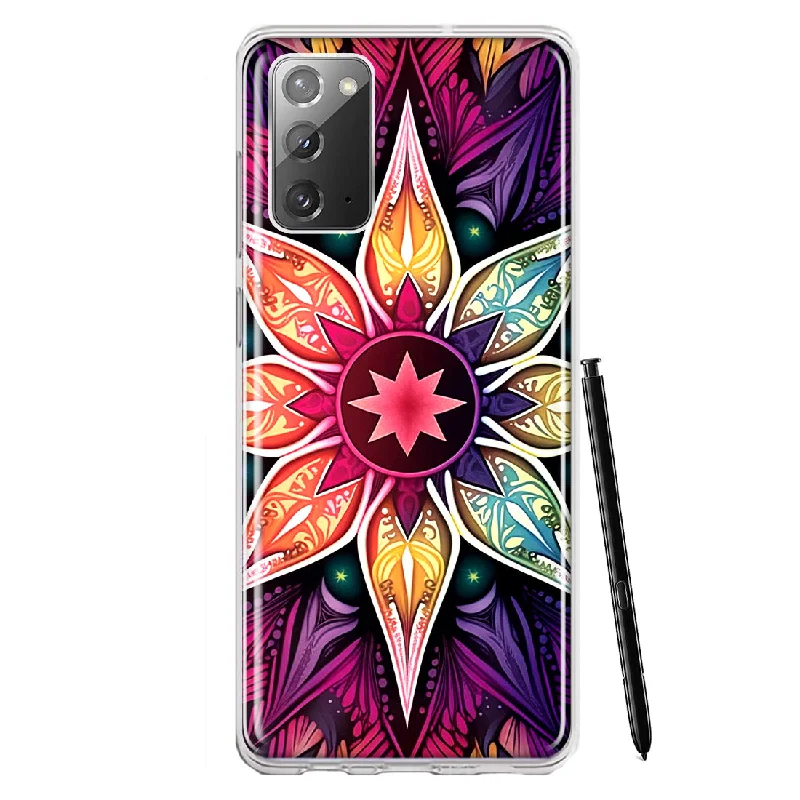 For Samsung Galaxy Note 20 Mandala Geometry Abstract Star Pattern Design Hybrid Protective Phone Case Cover