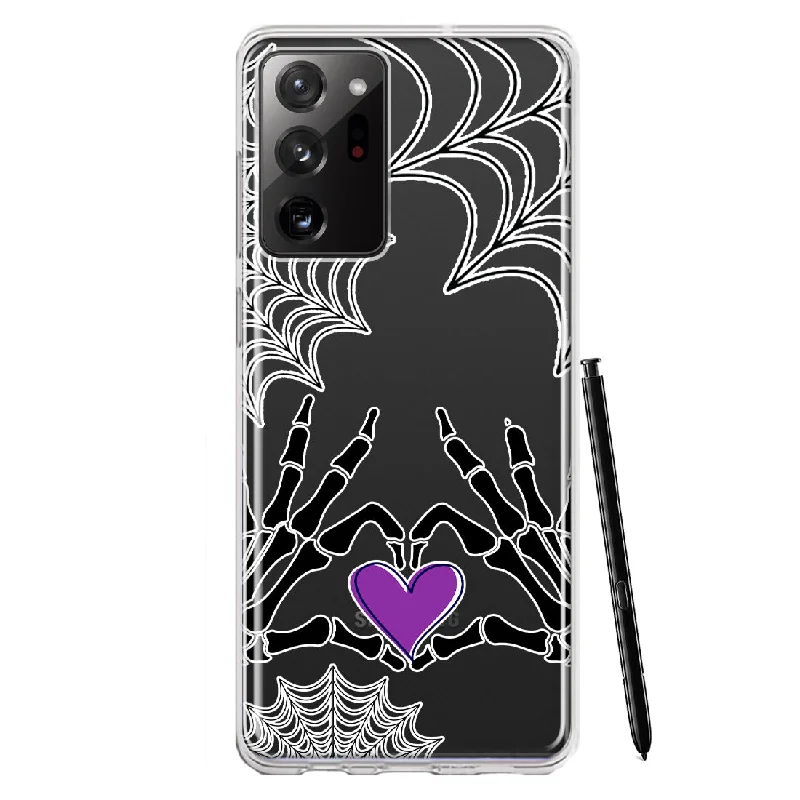 For Samsung Galaxy Note 20 Ultra Halloween Skeleton Heart Hands Spooky Spider Web Design Hybrid Protective Phone Case Cover