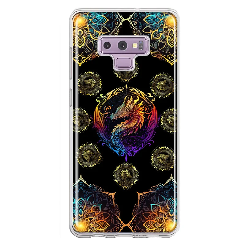 For Samsung Galaxy Note 9 Mandala Geometry Abstract Dragon Pattern Design Hybrid Protective Phone Case Cover