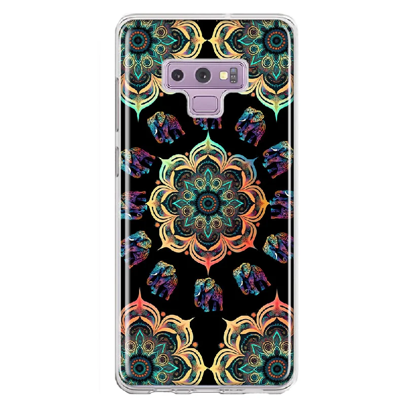 For Samsung Galaxy Note 9 Mandala Geometry Abstract Elephant Pattern Design Hybrid Protective Phone Case Cover