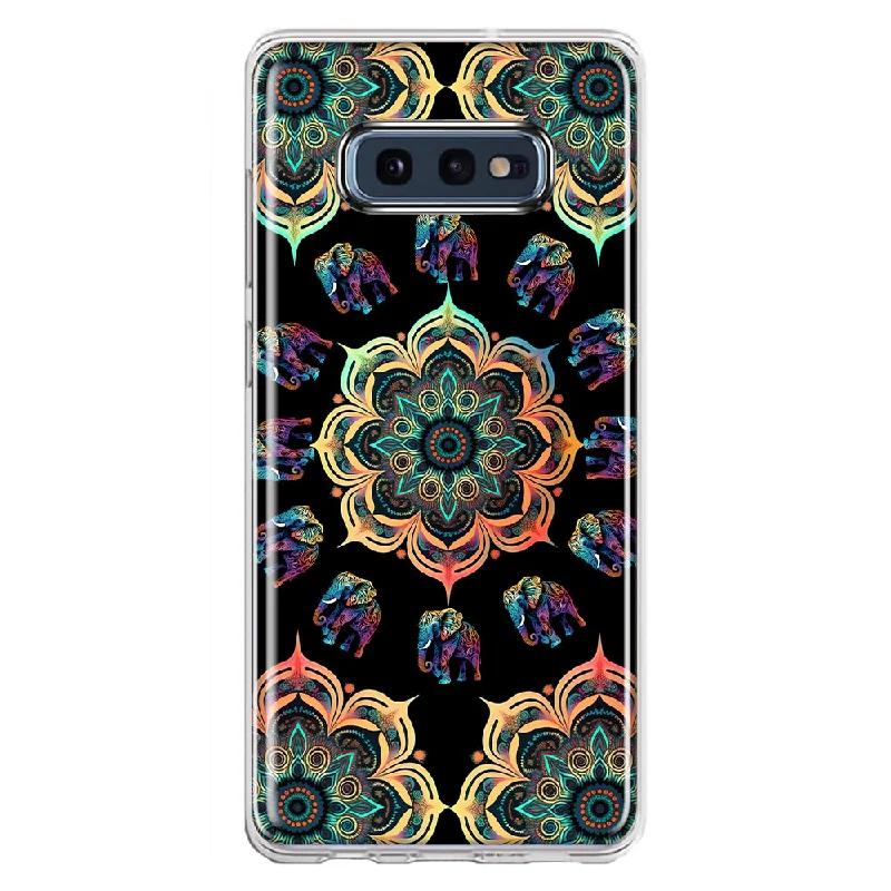 For Samsung Galaxy S10e Mandala Geometry Abstract Elephant Pattern Design Hybrid Protective Phone Case Cover