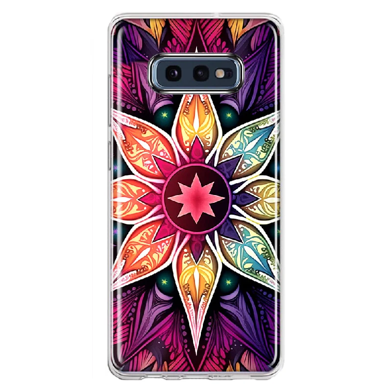 For Samsung Galaxy S10e Mandala Geometry Abstract Star Pattern Design Hybrid Protective Phone Case Cover